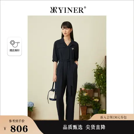 YINER音儿女装2022夏季新款气质连体裤女神范薄款工装连身裤商品大图