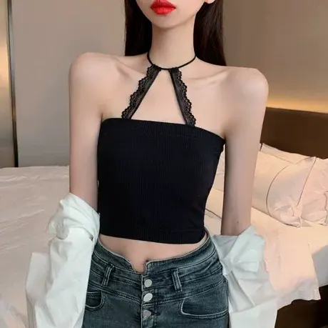 小吊带背心女内搭美背夏带胸垫文胸一体内衣外穿长款黑色打底上衣商品大图
