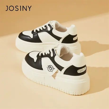 Josiny/卓诗尼黑白小白鞋女款2024新款春季熊猫运动休闲松糕单鞋图片