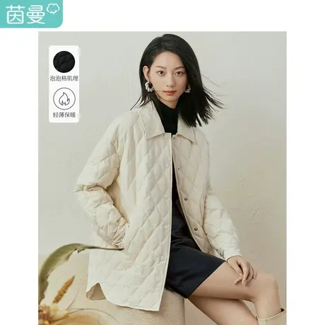 【商场同款】茵曼泡泡格羽绒服2023冬季女装新款内外可搭保暖外套图片