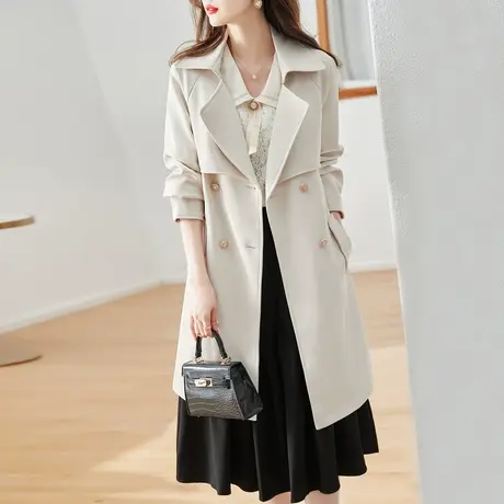 时尚风衣外套春季新款女士气质显瘦中长款收腰显瘦上衣商品大图