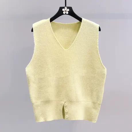 学院风V领针织马甲女夏季2023年新款韩版宽松设计感无袖坎肩背心图片