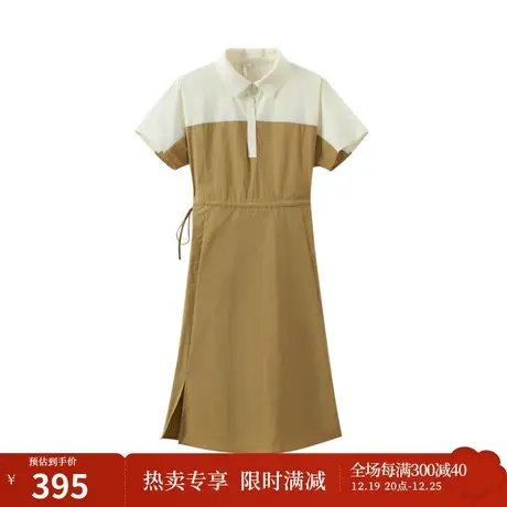 【商场同款】茵曼通勤连衣裙2023夏女装新款不规则拼色短袖裙子商品大图