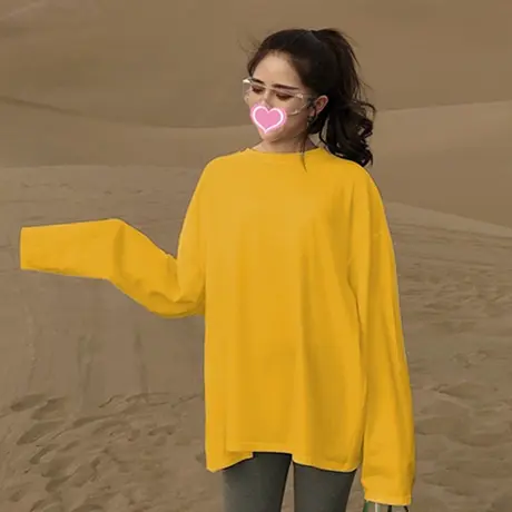 2023年新款女装网红ins上衣春秋衣外穿时尚洋气纯色宽松长袖T恤潮商品大图