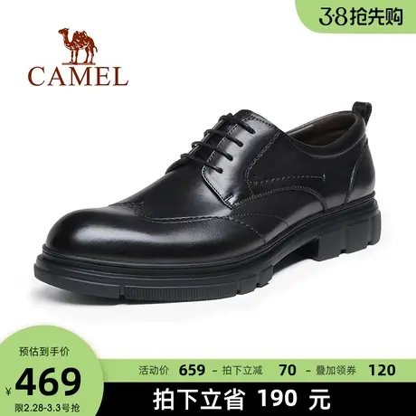 骆驼男鞋2023秋季新款商务正装真皮英伦德比鞋婚鞋休闲皮鞋系带商品大图