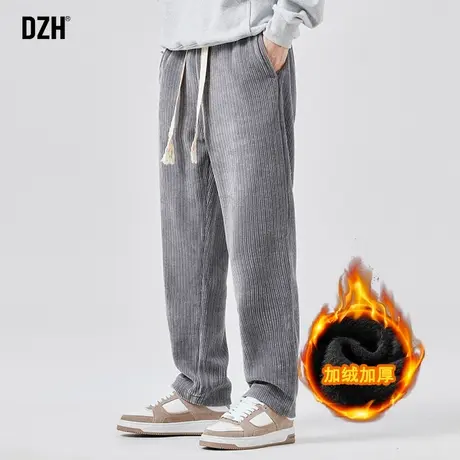 冬季灯芯绒男裤加绒加厚直筒休闲裤宽松潮牌裤子2023新款长裤运动商品大图