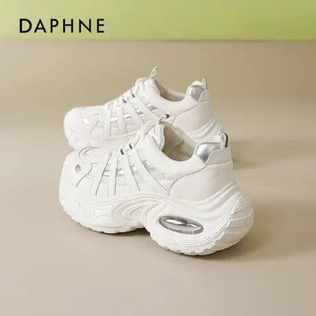 达芙妮厚底老爹鞋女2025新款夏季女鞋网面透气白色运动鞋增高鞋子商品大图