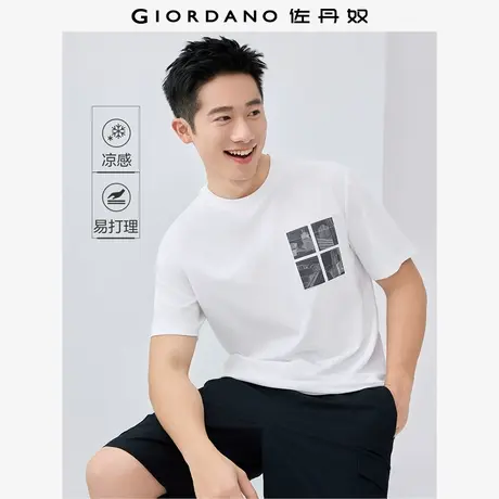 佐丹奴T恤男装黑科技凉感城市印花口袋圆领针织短袖T恤 01025386商品大图