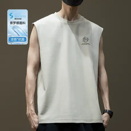 冰丝无袖背心男士健身2025夏季新款加肥加大男士大码外穿坎肩T恤图片