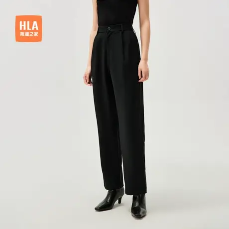 HLA/海澜之家商务西裤2024春夏新款直筒腰部双褶优雅裤子女装商品大图