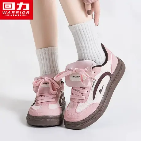 回力女鞋夏季百搭休闲粉色运动透气初中生韩系小众配裙子德训板鞋商品大图