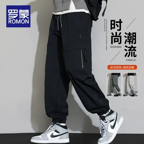 罗蒙工装休闲裤子男士春秋季宽松束脚九分裤美式潮牌运动长裤男生商品大图