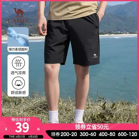 骆驼男装休闲短裤男女夏季2025新款宽松运动情侣款弹力直筒五分裤商品大图