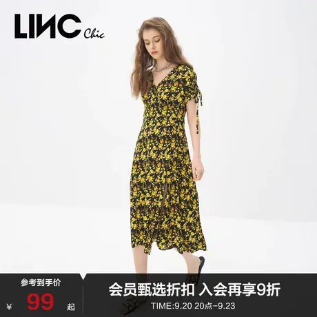 【连衣裙合集】LINC金羽杰连衣裙女长款碎花连衣裙S212DR204图片