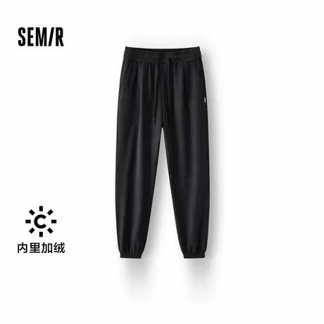 [商场同款]森马休闲裤男加绒束脚裤2024冬季新款宽松百搭抽绳长裤图片