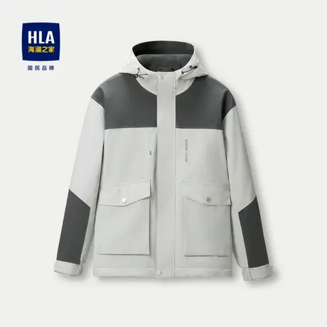 HLA/海澜之家羊毛聚能棉连帽夹克2023秋冬新款挺括镶拼字母外套男商品大图