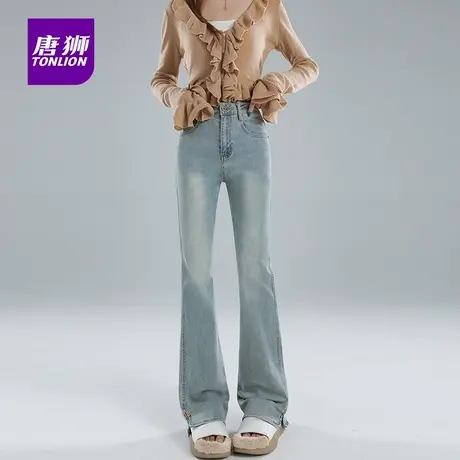 唐狮微喇叭牛仔裤女秋季新款高腰显瘦弹力小个子复古马蹄裤子AX商品大图