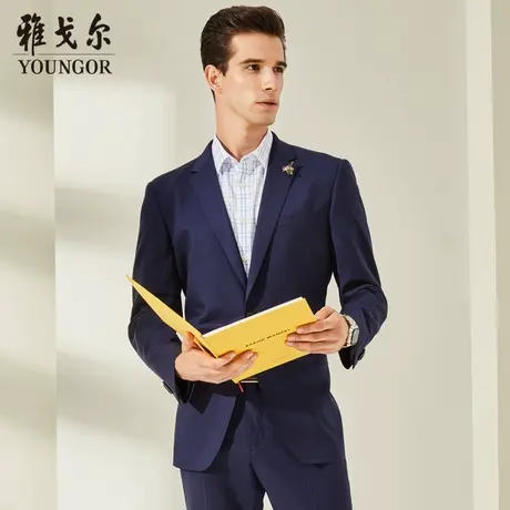 雅戈尔奥莱 男装西装秋季商务休闲蓝色婚庆西服正装外套男图片