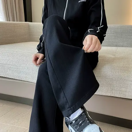 高腰微喇叭牛仔裤女春秋2023年新款小个子显瘦高腰弹力黑色马蹄裤商品大图