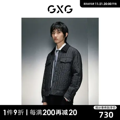 GXG男装 商场同款黑色简约翻领夹克 23年冬季新品GEX12126864商品大图