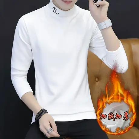 男士高领毛衣加绒加厚冬季长袖打底衫韩版潮流修身上衣保暖衣服男商品大图