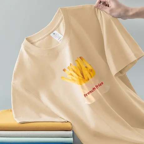 美式重磅纯棉t恤男士短袖潮流宽松圆领上衣服夏季全棉半袖打底衫商品大图