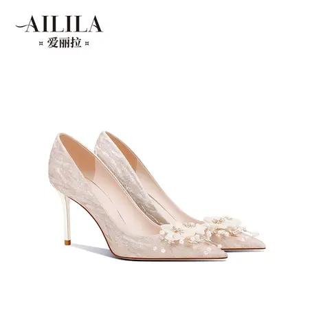 爱丽拉香槟色水晶法式婚鞋女2025新款春季禾秀婚纱两穿新娘高跟鞋图片
