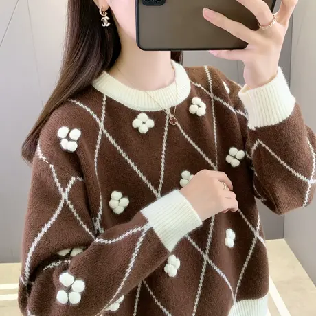短款套头针织毛衣外套女早春秋外穿宽松设计感小众复古日系慵懒风商品大图