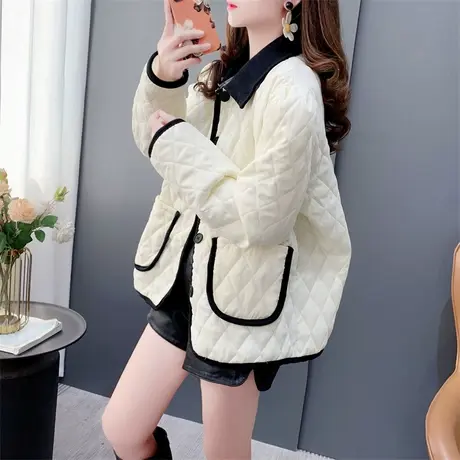 小香风短款菱格棉服外套女秋冬2023新款时尚小个子设计感加厚上衣图片