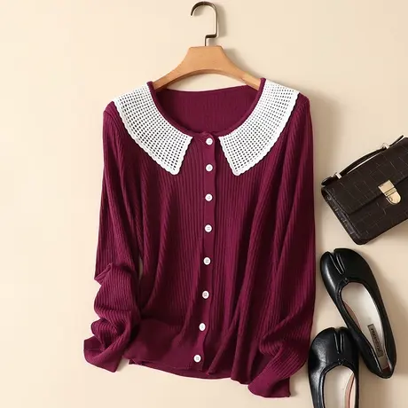 春装2024年新款长袖上衣羊毛针织开衫早秋季爆款女士长袖毛衣外套商品大图