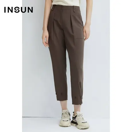 INSUN恩裳春季百搭收口抗皱美拉德西裤商品大图