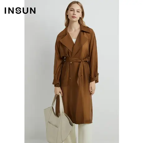 INSUN恩裳线上专选春季冰丝天丝美拉德风衣图片