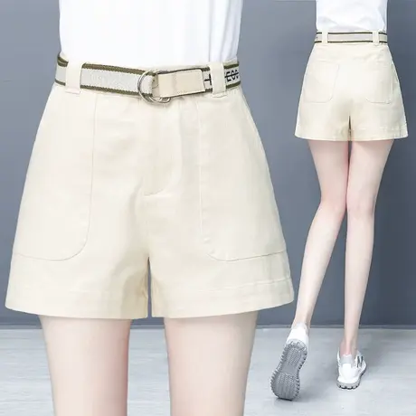 白色纯棉工装短裤女宽松2024春夏新款外穿显瘦高腰a字阔腿休闲裤商品大图