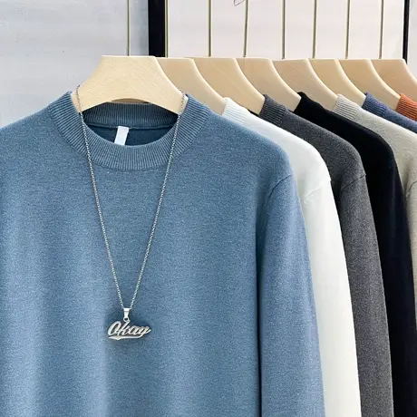 毛衣男士秋冬季2023新款宽松冬天保暖含羊毛衫加厚重磅打底针织衫商品大图