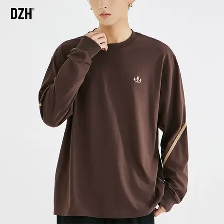 男士长袖T恤男美式潮牌高街内搭2023新款刺绣情侣基础打底衫上衣商品大图