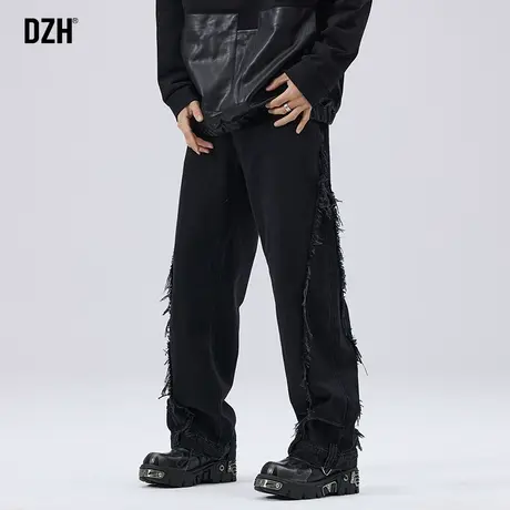 男士猫须牛仔裤男款美式高街直筒宽松裤子秋季2024新款老爹裤百搭商品大图