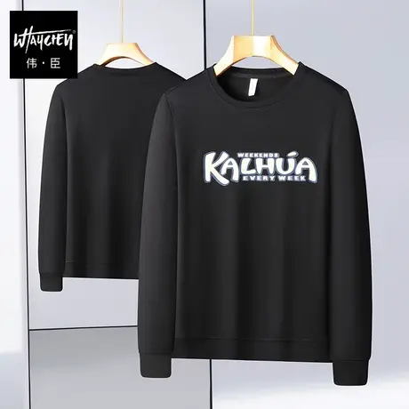 伟臣潮流大码男装秋季圆领卫衣男胖子加肥加大宽松套头印花上衣男商品大图