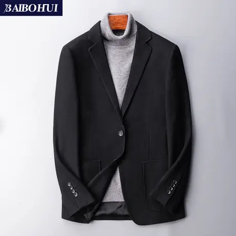 秋冬新款休闲西装男士呢子外套韩版青年潮流单件小西服男修身上衣图片