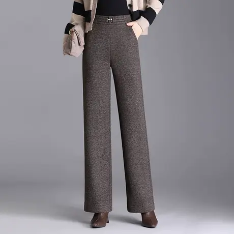 加厚羊毛呢阔腿裤女秋冬2023新款高腰宽松垂感直筒裤通勤气质长裤图片