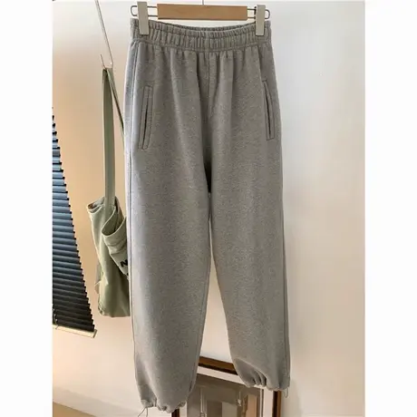 松紧腰阔腿运动束脚裤女秋冬季韩版宽松加绒加厚休闲跑步卫裤潮商品大图