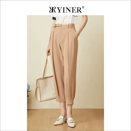 YINER音儿女装夏季法式优雅时尚萝卜裤休闲裤商品大图