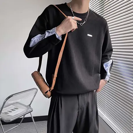 假两件卫衣男春季潮牌痞帅小众设计感长袖T恤轻熟休闲衬衫袖上衣商品大图