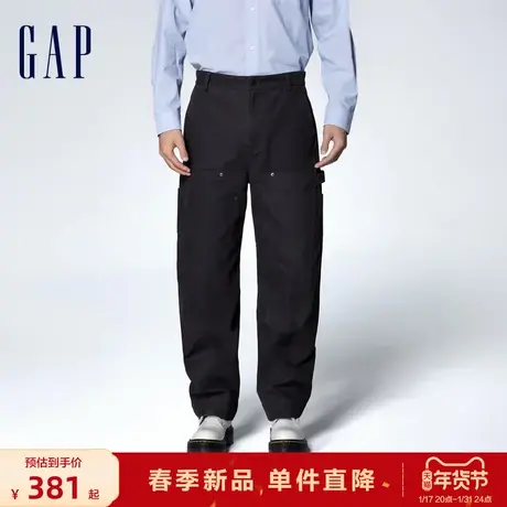 Gap男装春季2024新款宽松廓形工装风长裤百搭帆布休闲裤884777图片
