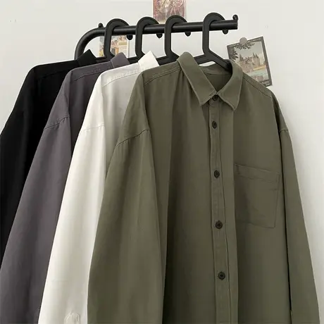 春秋长袖衬衫男休闲纯棉潮流百搭痞帅日系港风高级感ins宽松衬衣商品大图