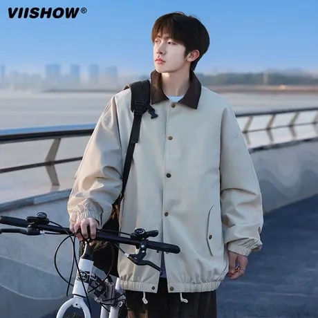 VIISHOW日系工装外套男春秋2024新款潮牌翻领青少年休闲衬衫夹克图片