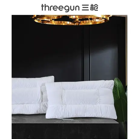 [清仓]三枪枕头纯棉枕芯决明子荞麦健康助眠简约长绒棉纯色棉套图片