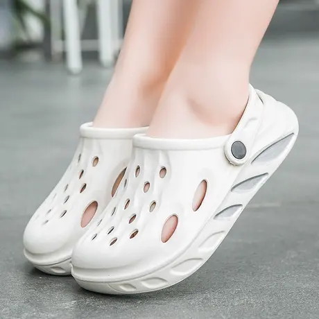 洞洞鞋女厚底踩屎感2023新款防滑舒适包头拖增高外穿网红沙滩凉拖商品大图