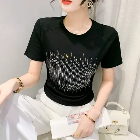 设计感弧形下摆T恤女短袖时尚个性网红短款上衣洋气紧身辣妹小衫商品大图