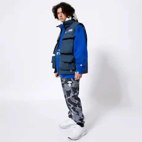 Aape旗舰店男装秋冬撞色猿颜迷彩印花束脚长裤休闲卫裤6798XAH图片