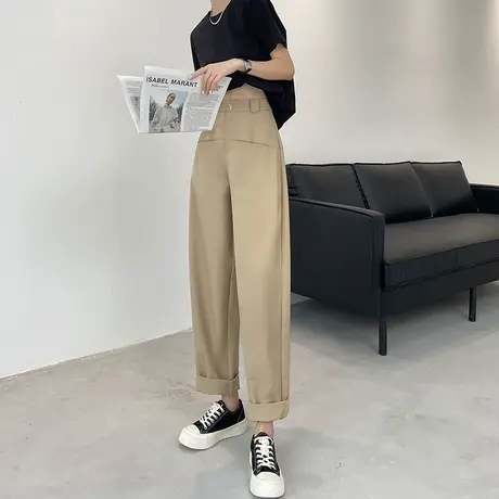 卡色西装阔腿裤女2023春秋新款高腰窄版直筒显瘦小个子休闲香蕉裤商品大图